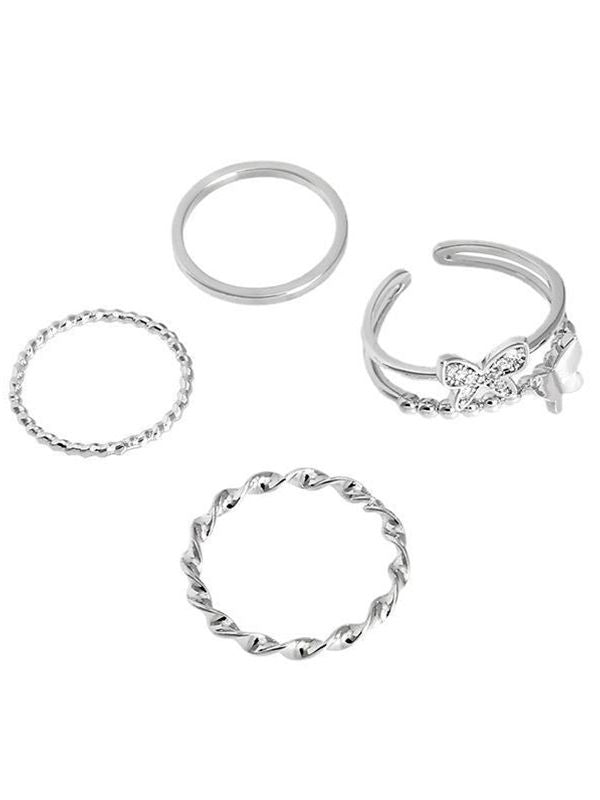 4pcs Butterfly Decor Simple Ring