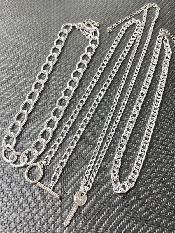 4pcs Punk Link Chain Necklace