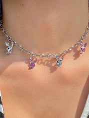 Rhinestone Rabbit Pendant Necklace