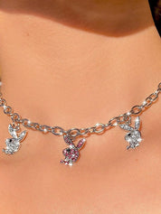 Rhinestone Rabbit Pendant Necklace