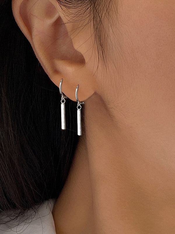 Silver Geometric Drop Earring