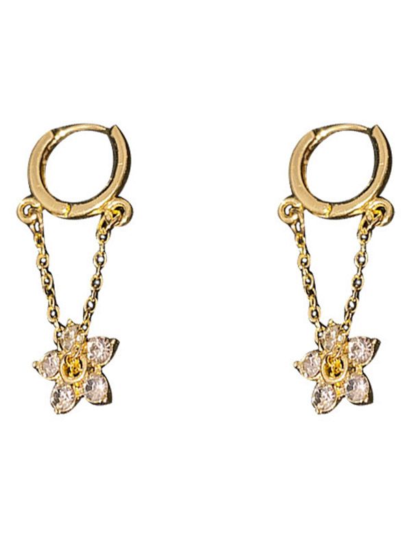 Rhinestone Flower Drop Earring