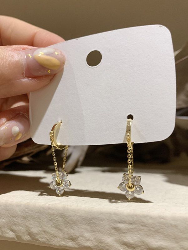 Rhinestone Flower Drop Earring