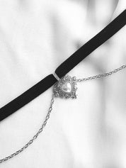 Gothic Heart Chain Velvet Choker Necklace
