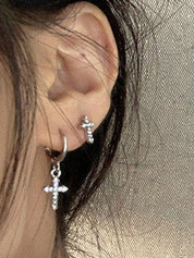 Rhinestone Cross Decor Earring