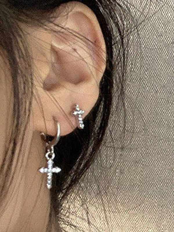 Rhinestone Cross Decor Earring