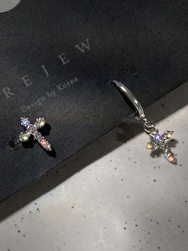 Rhinestone Cross Decor Earring