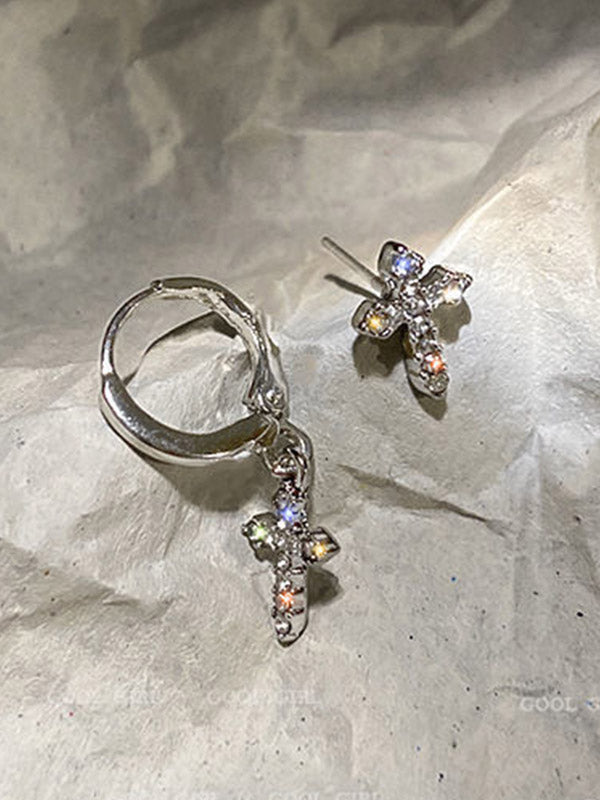 Rhinestone Cross Decor Earring