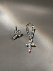 Rhinestone Cross Decor Earring