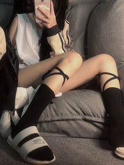 Criss Cross Bandage Crew Socks