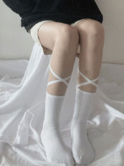 Criss Cross Bandage Crew Socks