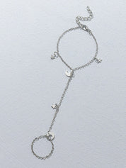 Star Moon Finger Ring Chain Slave Bracelet