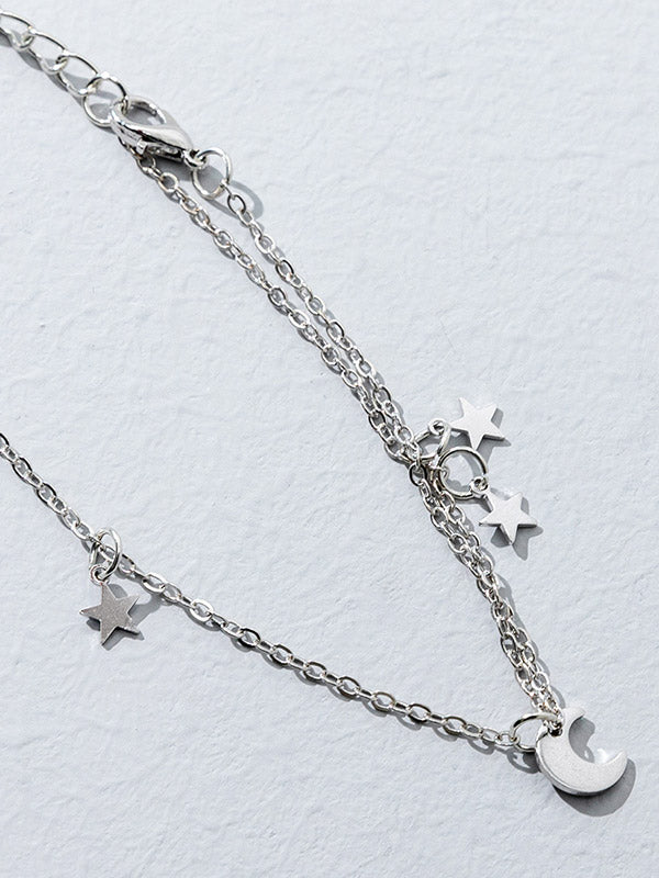 Star Moon Finger Ring Chain Slave Bracelet