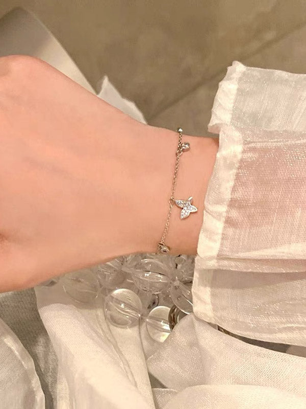 Rhinestone Butterfly Charm Bracelet