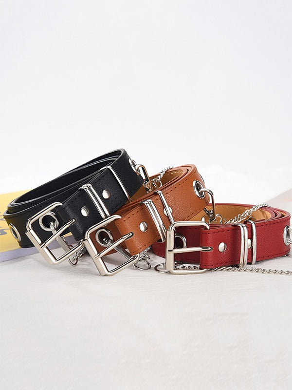 Metal Embellished Eyelet Buckle Belt