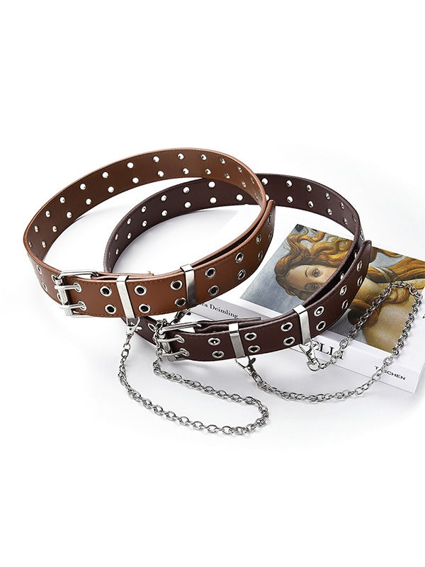 Metal Embellished Eyelet Buckle Belt