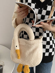 Goose Pattern Fleece Crossbody HandBag