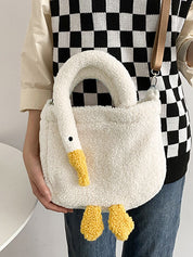 Goose Pattern Fleece Crossbody HandBag