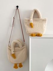 Goose Pattern Fleece Crossbody HandBag