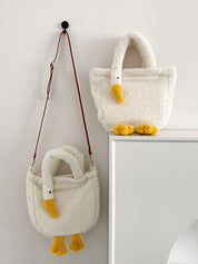 Goose Pattern Fleece Crossbody HandBag