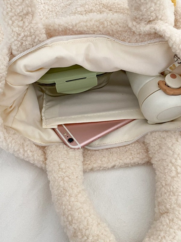 Goose Pattern Fleece Crossbody HandBag