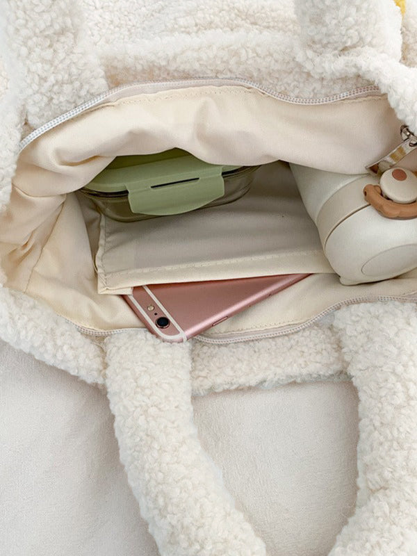 Goose Pattern Fleece Crossbody HandBag