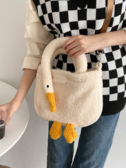 Goose Pattern Fleece Crossbody HandBag