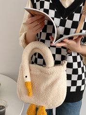 Goose Pattern Fleece Crossbody HandBag