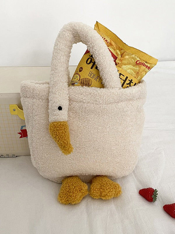 Goose Pattern Fleece Crossbody HandBag
