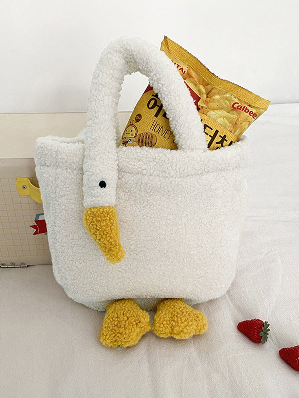 Goose Pattern Fleece Crossbody HandBag
