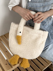 Goose Pattern Fleece Crossbody HandBag