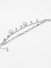 Double Layer Heart Charm Link Chain Bracelet