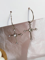 Rhinestone Cross Hoop Earrings