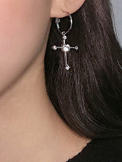 Rhinestone Cross Hoop Earrings