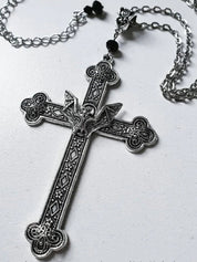 Gothic Bat Cross Charm Necklace