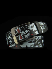 Burning Skull Pu Leather Belt