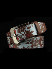 Burning Skull Pu Leather Belt