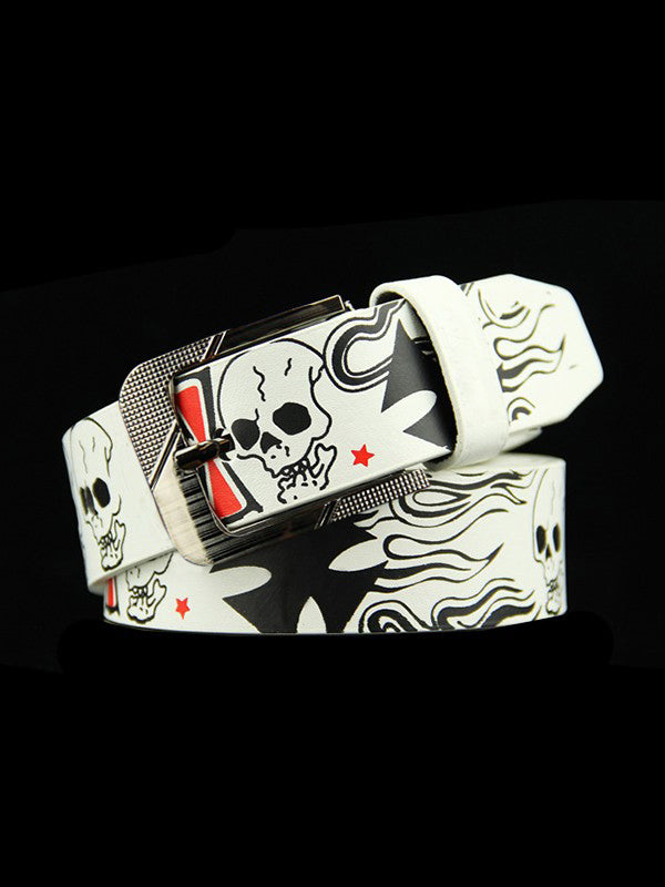 Burning Skull Pu Leather Belt