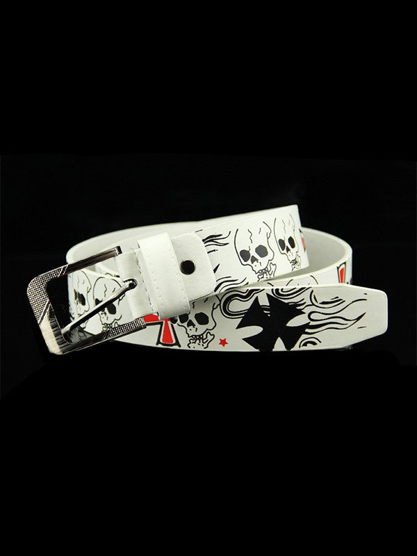 Burning Skull Pu Leather Belt