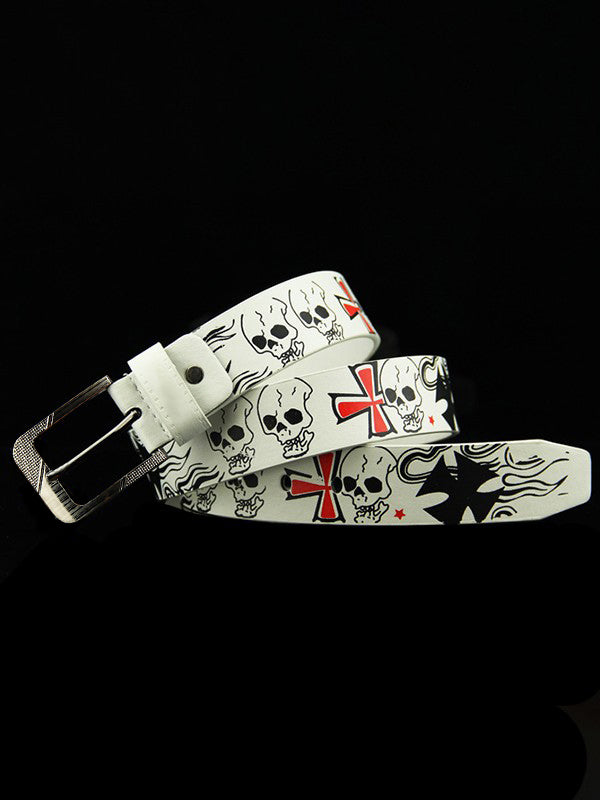 Burning Skull Pu Leather Belt