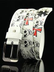 Burning Skull Pu Leather Belt