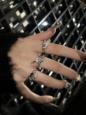 3pcs Zircon Silver Cuff Ring Set