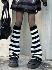 Contrast Striped Knit Leg Warmer