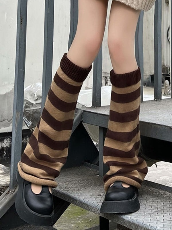 Contrast Striped Knit Leg Warmer