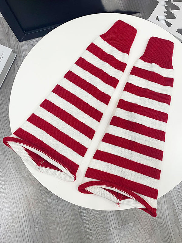 Contrast Striped Knit Leg Warmer