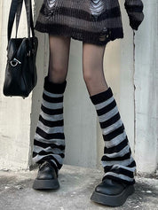 Contrast Striped Knit Leg Warmer