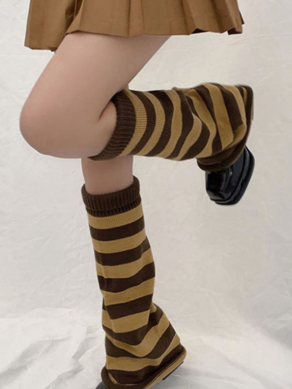 Contrast Striped Knit Leg Warmer