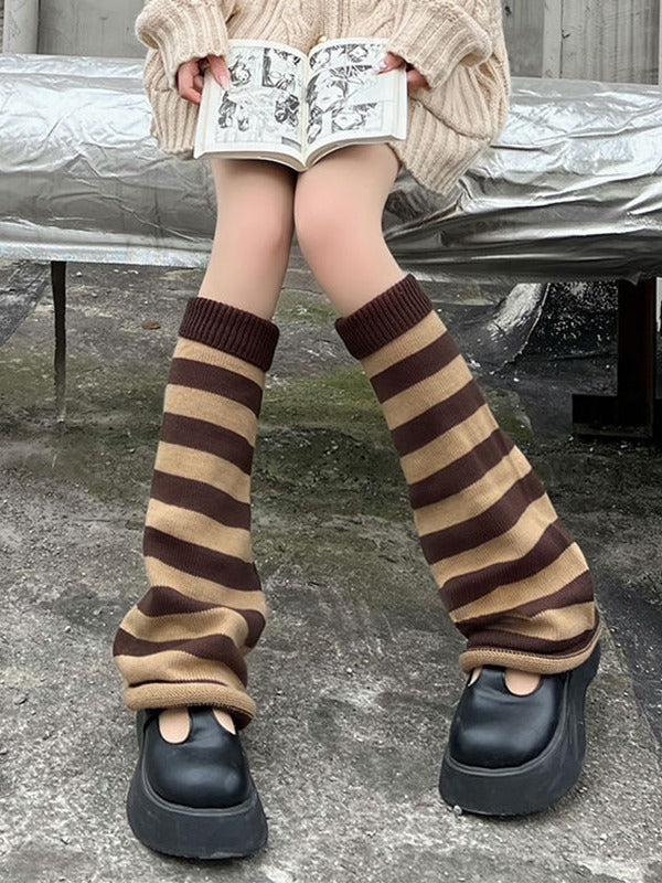 Contrast Striped Knit Leg Warmer