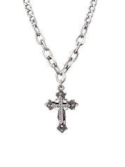 Men's Rhinestone Cross Pendant Necklace
