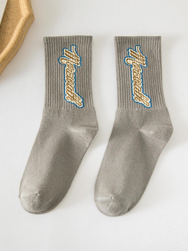 Vintage Jacquard Detail Crew Socks